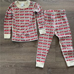 Hannah Anderson Red Train Print Pajama Set - Long Sleeve & Pant, 3T